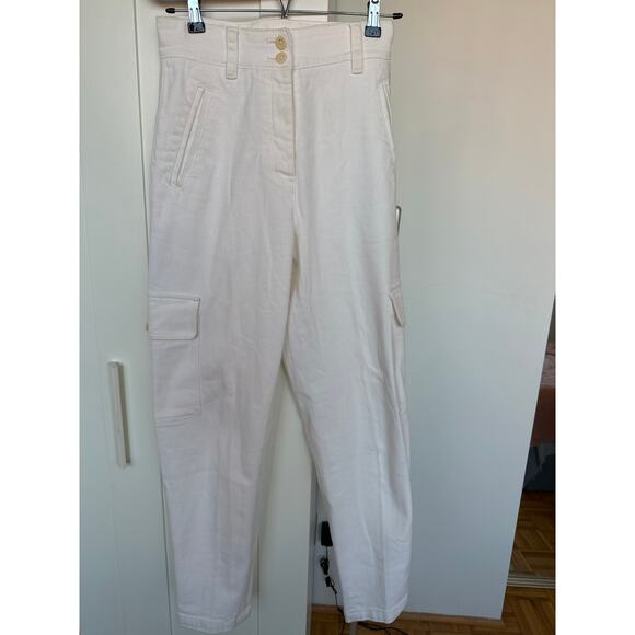 Wilfred Free Aritzia Off-White Modern Cargo Pant Cotton Twill Trouser, Size 2 - Picture 1 of 10
